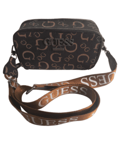 Crossbody Guess pequeña con cierre (Marrón)