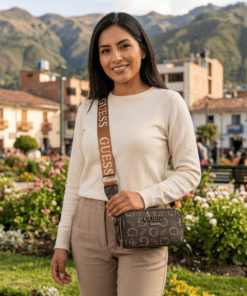 Crossbody Guess pequeña con cierre (Marrón) - Imagen 4
